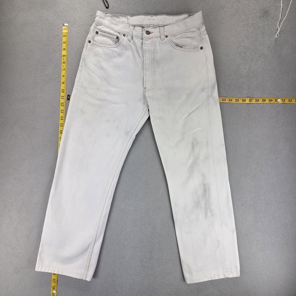Vintage Levis 501 Jeans Mens White Regular Straight Made In USA Fits 28x27
